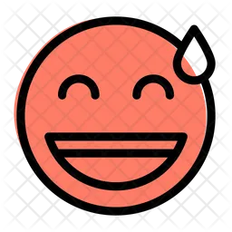 Grinning With Sweat Emoji Icon