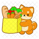 Grocery Bag Bread Carrot Icon