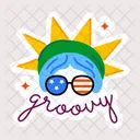 Liberty Statue Groovy Typographic Letters Icon
