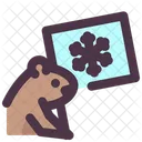 Groundhog Day Groundhog Holding Flag Snow Icon