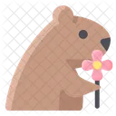 Groundhog Day Groundhog Holding Flower Rose Icon