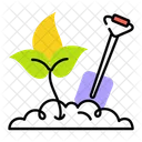 Soil Digging Shovel Digging Growing Plant Icon