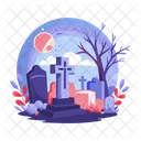Gruseliger Friedhof Graber Unheimlich Symbol
