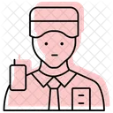 Guardia De Seguridad Color Sombra Linea Fina Icono Icono
