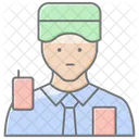 Icono De Color Lineal De Guardia De Seguridad Icono