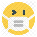 Guino Del Ojo Derecho Emoji Con Mascarilla Emoji Icono