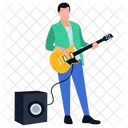 Male Rock Star Playing Guitar Guitar Player Icon