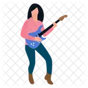 Female Rock Star Playing Guitar Guitar Player Icon