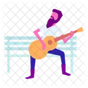 Banc Guitare Guitariste Icône