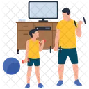 Physical Fitness Training Father And Son Icon