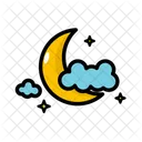 Halbmond mit Wolken  Symbol