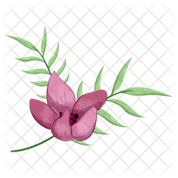 Half Bloom Flower with Long Leaves  Icon