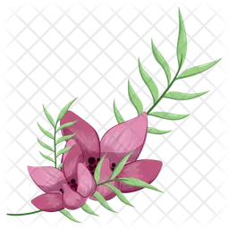 Half Bloom Flower with Long Leaves  Icon