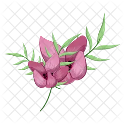 Half Bloom Flower with Long Leaves  Icon