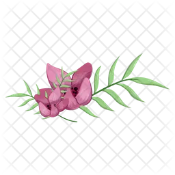 Half Bloom Flower with Long Leaves  Icon