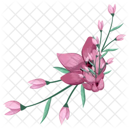 Half Bloom Pink Flower Bush  Icon