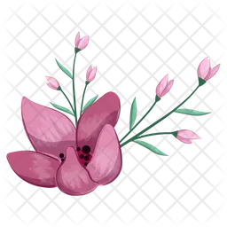 Half Bloom Pink Flower Bush  Icon