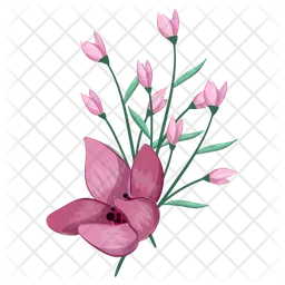 Half Bloom Pink Flower Bush  Icon