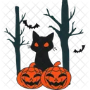 Halloween Black Cat Pumpkin  Icon