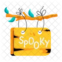 Spooky Sign Halloween Board Wooden Board Icon