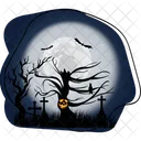 Halloween Night Tree Black Icon