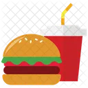 Hamburger Avec Boisson Fraiche Icon