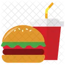 Hamburger With Cold Drink Icon