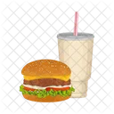 Hamburguer E Bebida Fast Food Junk Food Icon