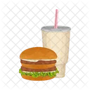 Hamburguer E Bebida Fast Food Junk Food Icon