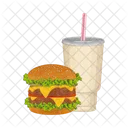 Hamburguer E Bebida Fast Food Junk Food Icon