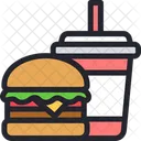 Hamburguesa y bebida  Icono