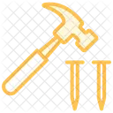 Hammer And Nails Duotone Line Icon Icono