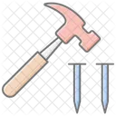 Hammer And Nails Lineal Color Icon Icono
