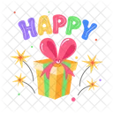 Happy Word Hamper Gift Box Icon