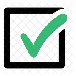 Hand draw green check mark in black border  Icon