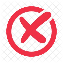 Hand draw red cross mark on white circle red border  Icon