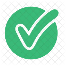 Hand draw white check mark on green circle  Icon