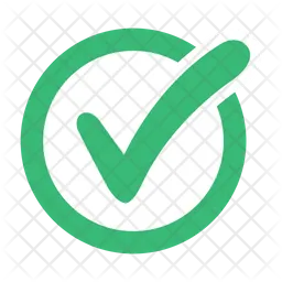 Hand draw white check mark on white circle green border  Icon