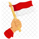 Hand hält indonesische Flagge  Symbol