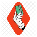 Hand holding credit card sticker  Icon