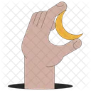 Hand holding crescent moon  아이콘