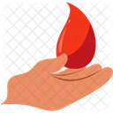 Hand Holding Drop Of Blood  Icon
