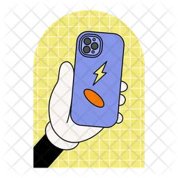 Hand holding smartphone sticker  Icon