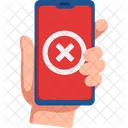 Hand Holding Smartphone with Error  Icon