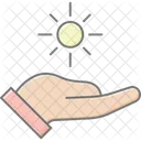 Hand holding sun  Icon