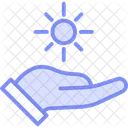 Hand holding sun  Icon