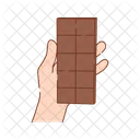 Hand holding unwrapped chocolate bar  Icon