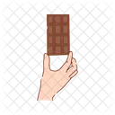 Hand holding unwrapped chocolate bar  Icon