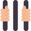 Hand Of Prisoner Jail Inmate Behind Bars Icon