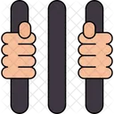 Hand Of Prisoner Jail Inmate Behind Bars Icon